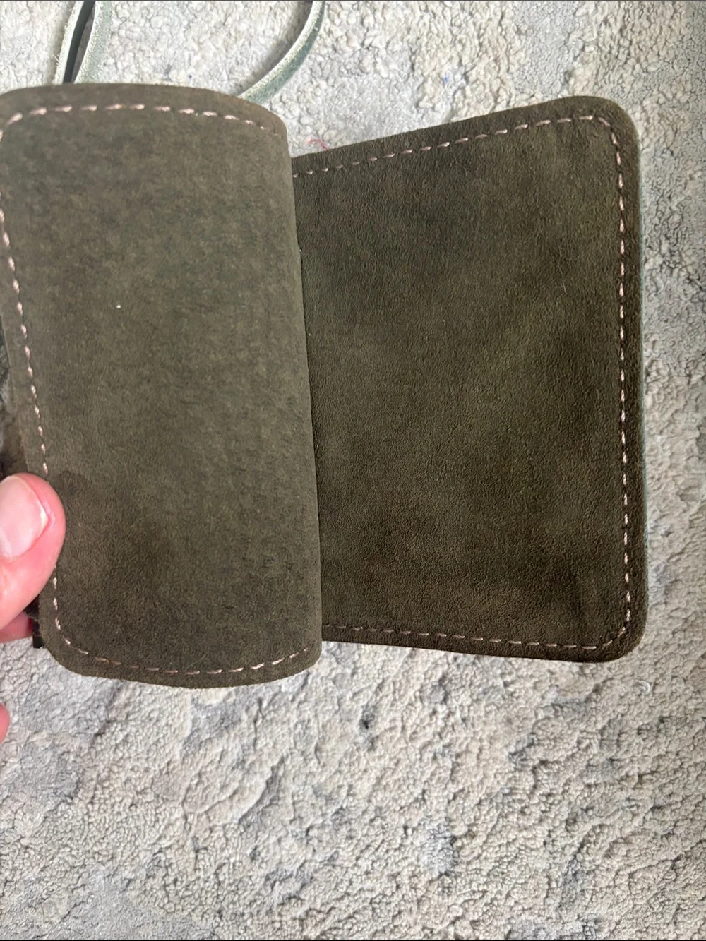 Dark Green Leather Crossbody Phone Cover with Decorative Oval Emblem